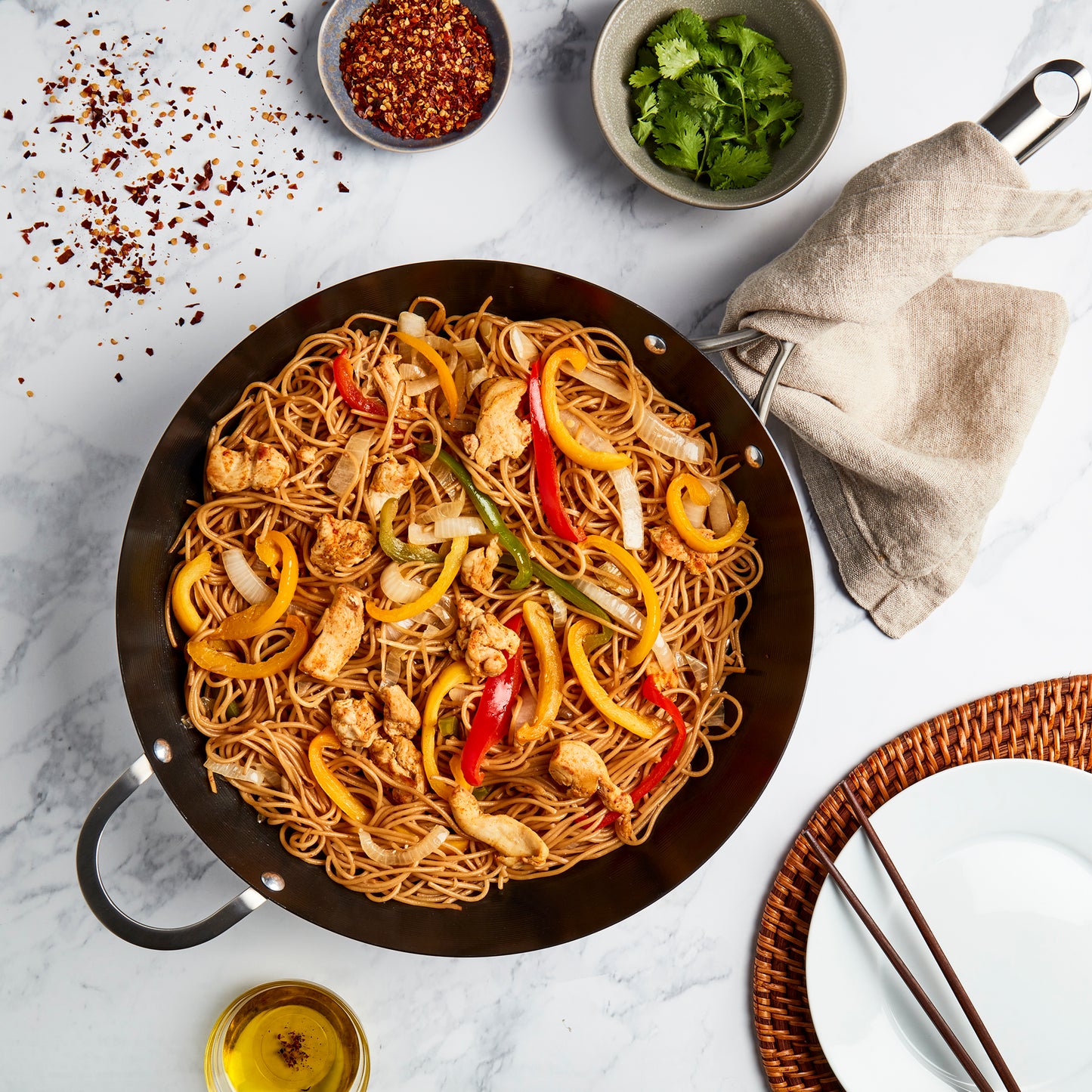 14" Non-Stick Carbon Steel Wok with Bamboo Handle