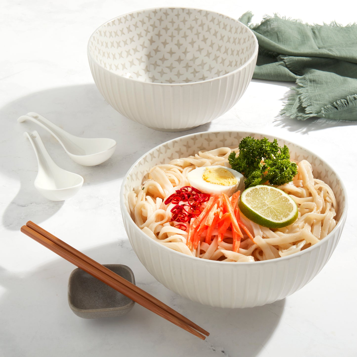 2-Piece 58oz. Ramen Bowl Set, Ivory Stars