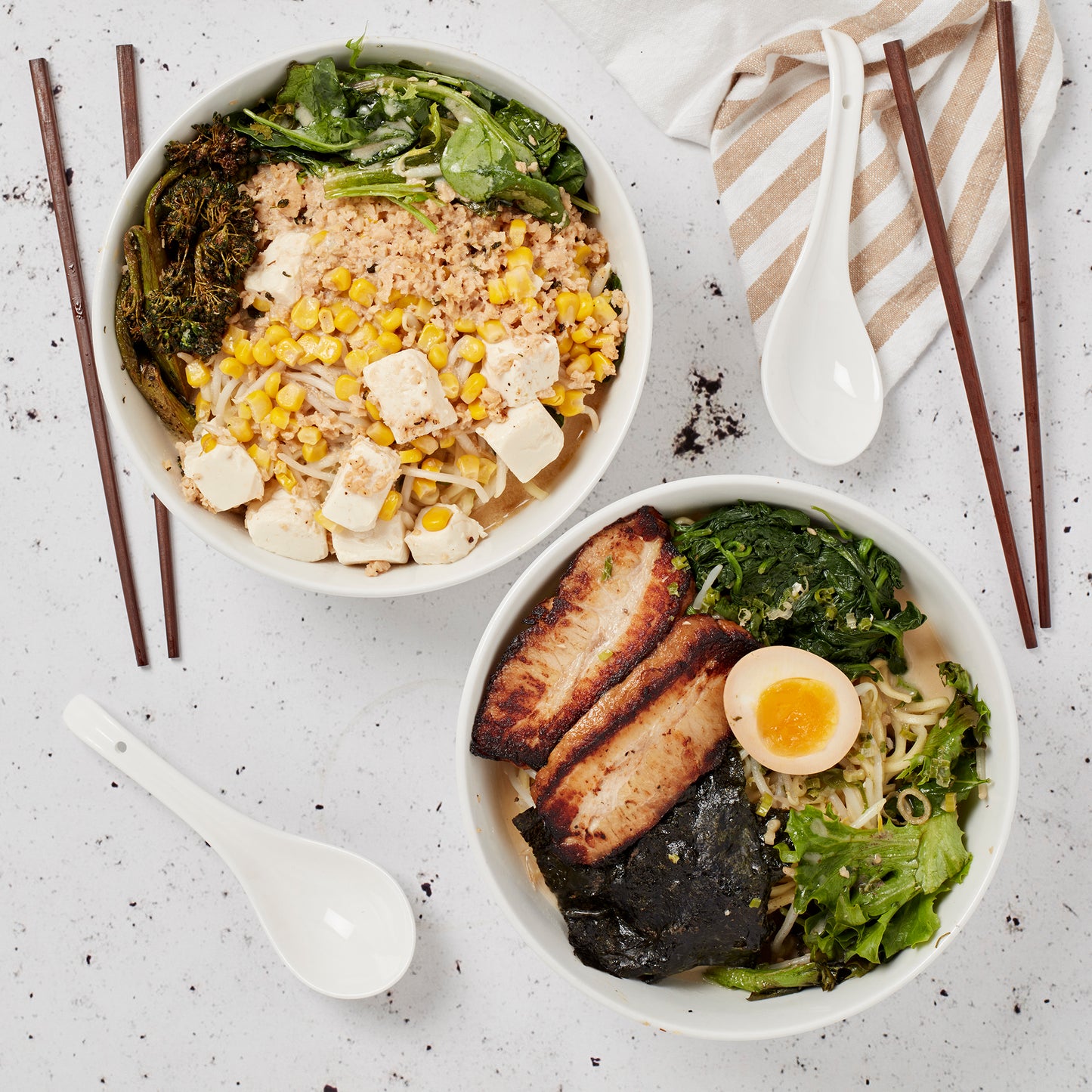 8-Piece White Ramen Bowl Set with Chopsticks & Spoons