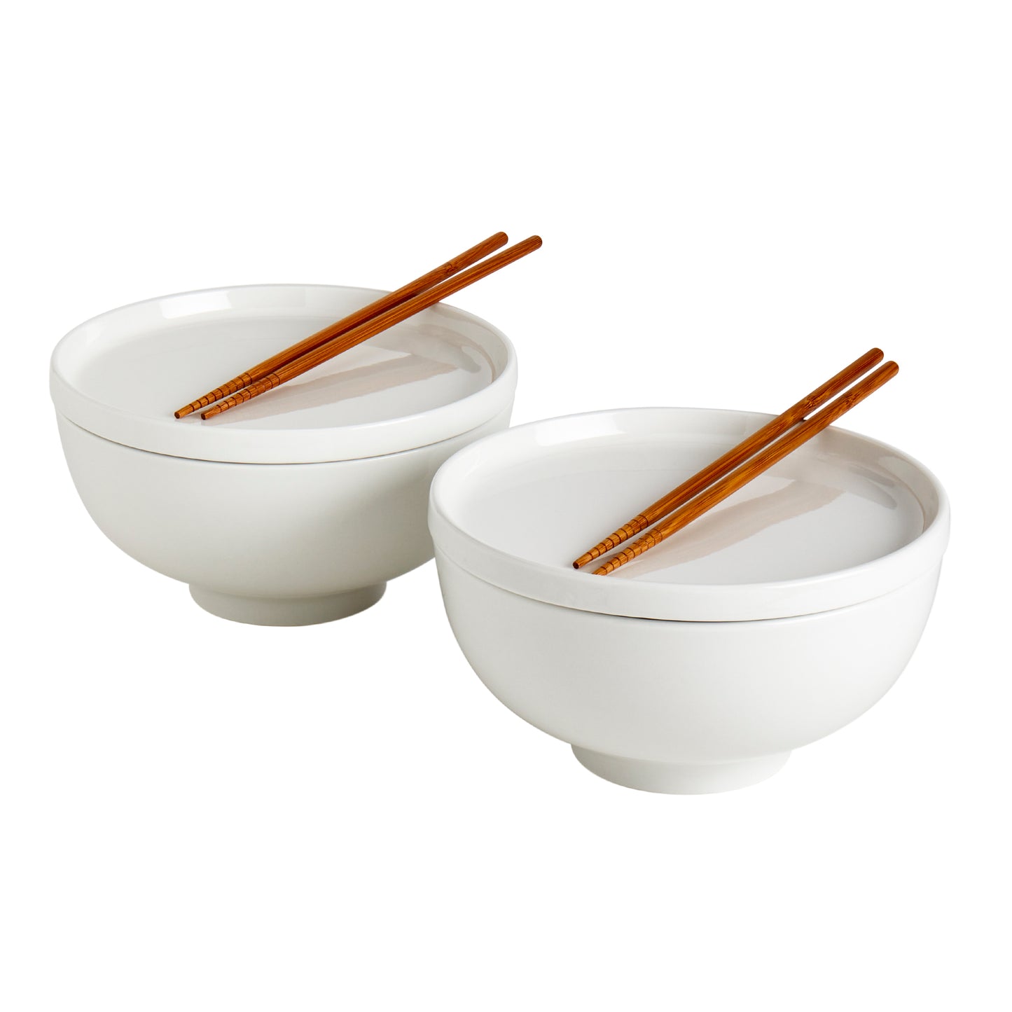 8-Piece White Ramen Bowl Set with Chopsticks & Trivets/Lids