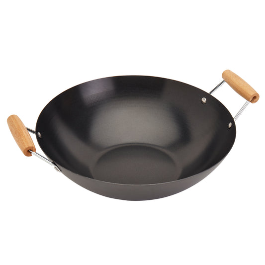 14" Non-Stick Carbon Steel Wok with Bamboo Side Handles