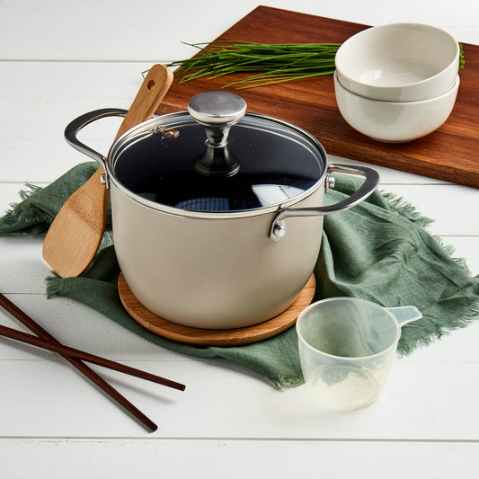 5-Piece 2 QT Non-Stick Aluminum Rice Cooker Set, Sand